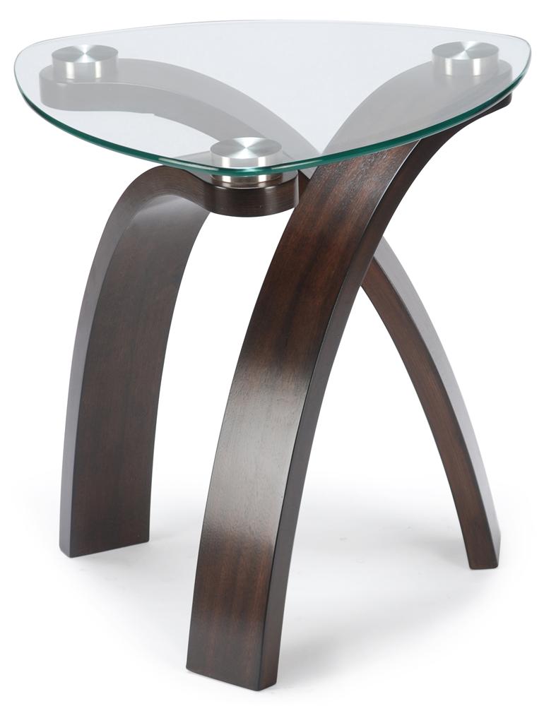 End Table With Glass Top and Bent Wood Legs by Magnussen Home | Wolf